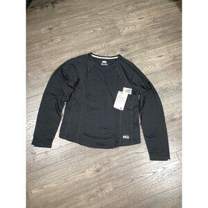 REI Co-Op Womens Long Sleeve Black Shirt Size M 100% Polyester Crew Neck Fit New